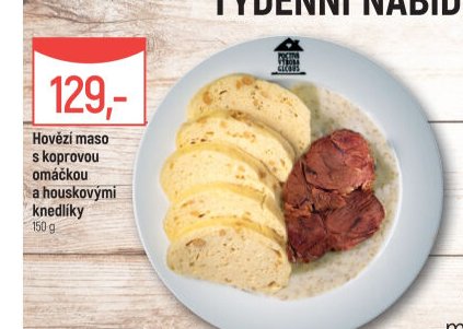 Hovězí maso s koprovou omáčkou a houskovými knedlíky