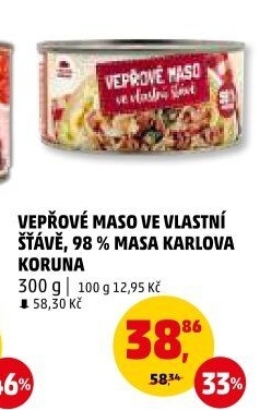 Maso vepřové ve vlastní šťávě Karlova Koruna