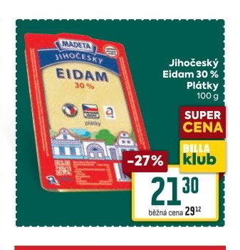 Jihočeský Eidam 30 % Plátky