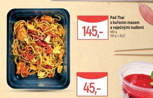 Pad Thai s kuřecím masem a vaječnými nudlemi