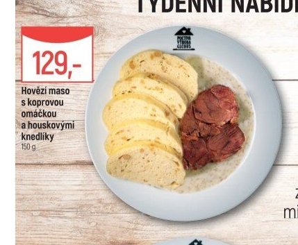 Hovězí maso s koprovou omáčkou a houskovými knedlíky