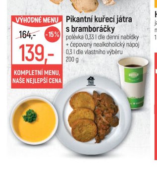 Pikantní kuřecí játra s bramboráčky