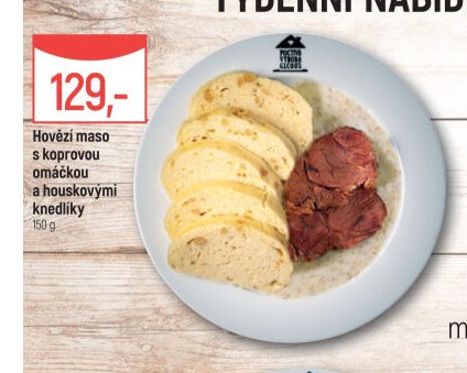 Hovězí maso s koprovou omáčkou a houskovými knedlíky