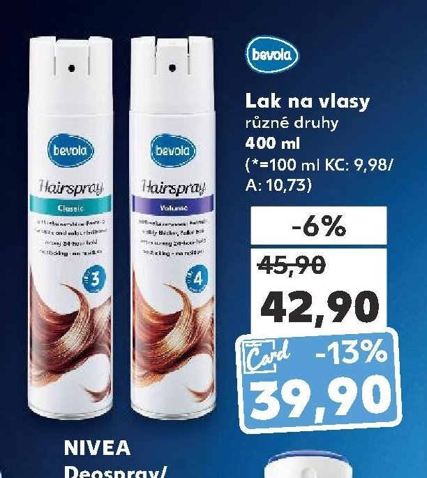 bevola Lak na vlasy různé druhy 400 ml