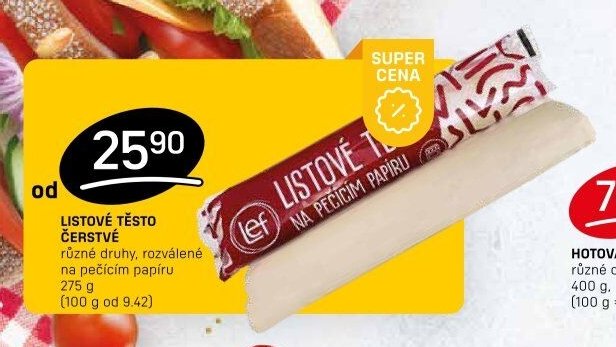 LISTOVÉ TĚSTO ČERSTVÉ