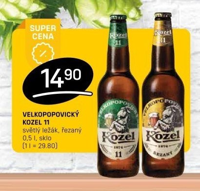 VELKOPOPOVICKÝ KOZEL 11 světlý ležák, řezaný