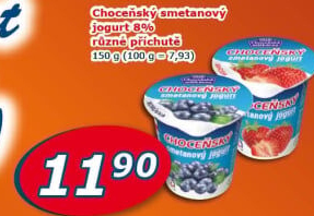 Jogurt smetanový ochucený Choceňský