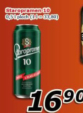 Pivo světlé výčepní 10° Staropramen