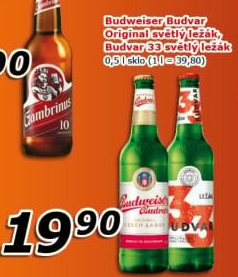 Pivo světlý ležák Original Budweiser Budvar