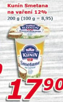 Smetana na vaření Mlékárna Kunín 12%