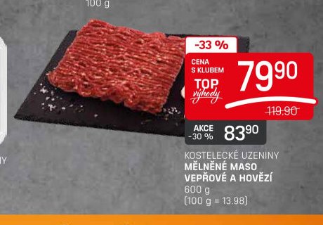 KOSTELECKÉ UZENINY MĚLNĚNÉ MASO VEPŘOVÉ A HOVĚZÍ