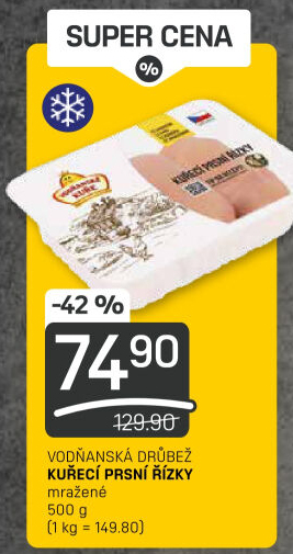 Kuřecí prsní řízky mražené Vodňanské kuře