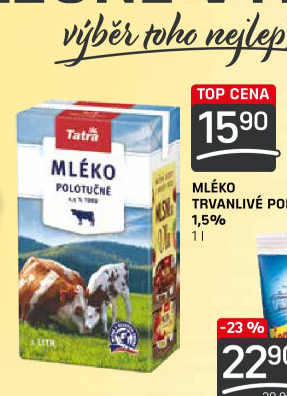 Mléko trvanlivé Tatra - 1,5% polotučné
