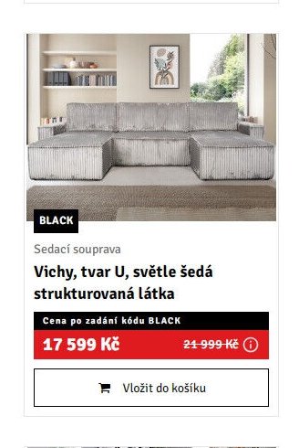 Sedací souprava Vichy, tvar U, světle šedá strukturovaná látka - ASKO akcniletaky.com