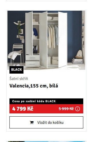 Šatní skříň Valencia, 155 cm, bílá - ASKO akcniletaky.com
