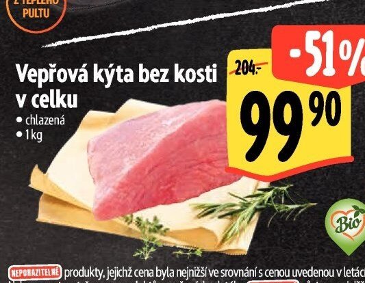Vepřová kýta bez kosti v celku