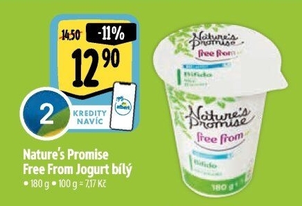 Bílý jogurt bez laktózy Free From Nature'