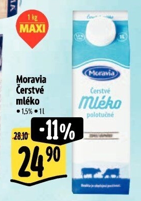 Mléko čerstvé Moravia - 1,5% polotučné
