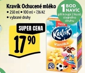 Nápoj mléko ochucené Kravík Tatra