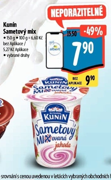 Ochucený jogurt sametový Mlékárna Kunín