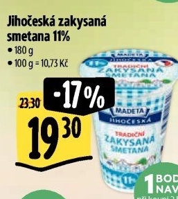 Smetana zakysaná Jihočeská Madeta 11%