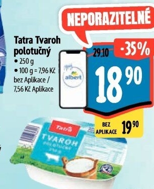 Tvaroh polotučný 3,5% Tatra
