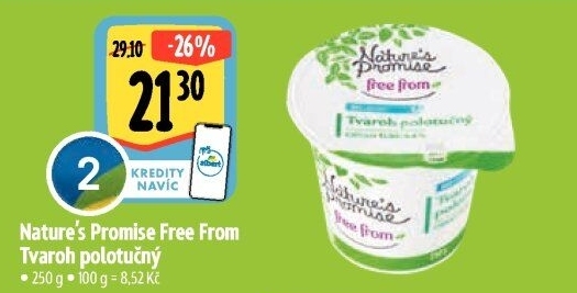 Tvaroh polotučný Free From Nature'