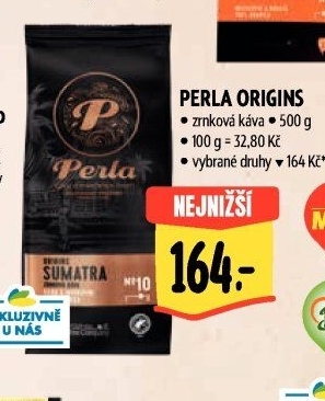 Zrnkové kávy Origins AH Perla