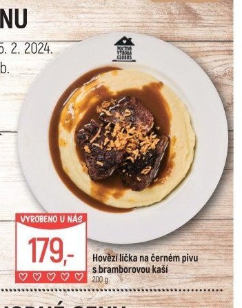 Hovězí líčka na černém pivu s bramborovou kaší