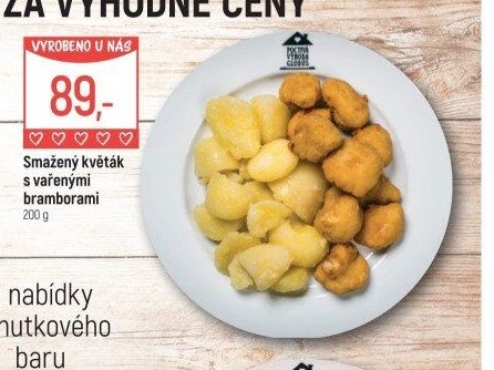 Smažený květák s vařenými bramborami