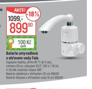 Baterie umyvadlová s ohřevem vody Fala