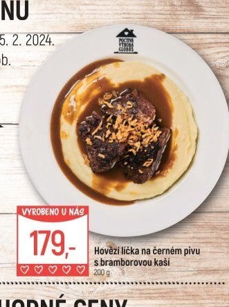 Hovězí líčka na černém pivu s bramborovou kaší