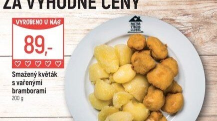 Smažený květák s vařenými bramborami