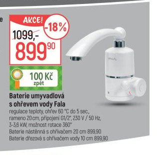 Baterie umyvadlová s ohřevem vody Fala