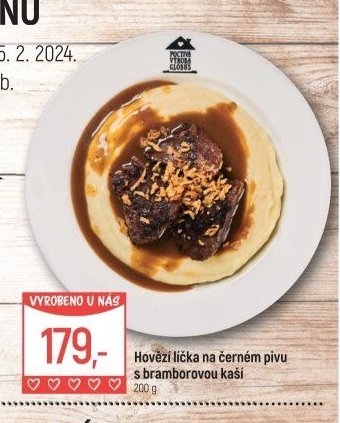 Hovězí líčka na černém pivu s bramborovou kaší