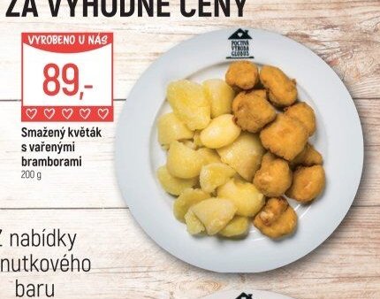Smažený květák s vařenými bramborami