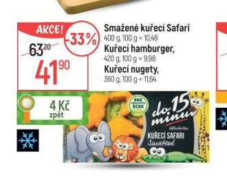 Smažené kuřecí Safari, Kuřecí hamburger, Kuřecí nugety