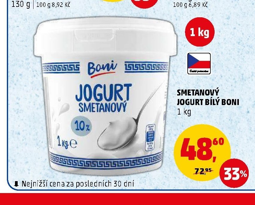 Smetanový jogurt bílý Boni 1 kg