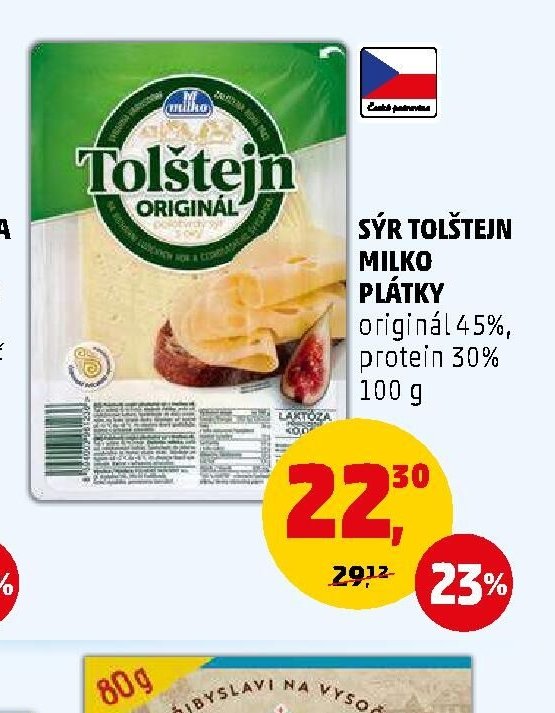 SÝR TOLŠTEJN MILKO PLÁTKY 100 g