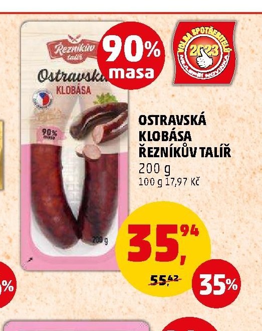 OSTRAVSKÁ KLOBÁSA ŘEZNÍKŮV TALÍŘ 200 g
