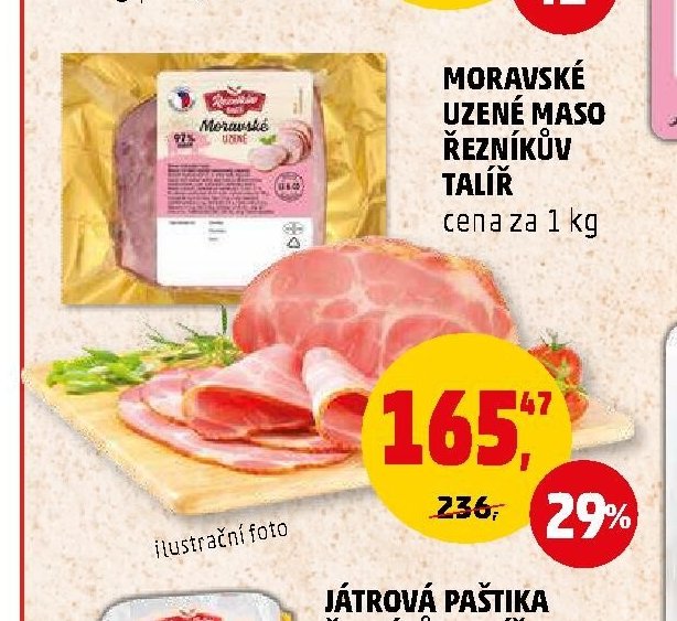 MORAVSKÉ UZENÉ MASO ŘEZNÍKŮV TALÍŘ cena za 1 kg