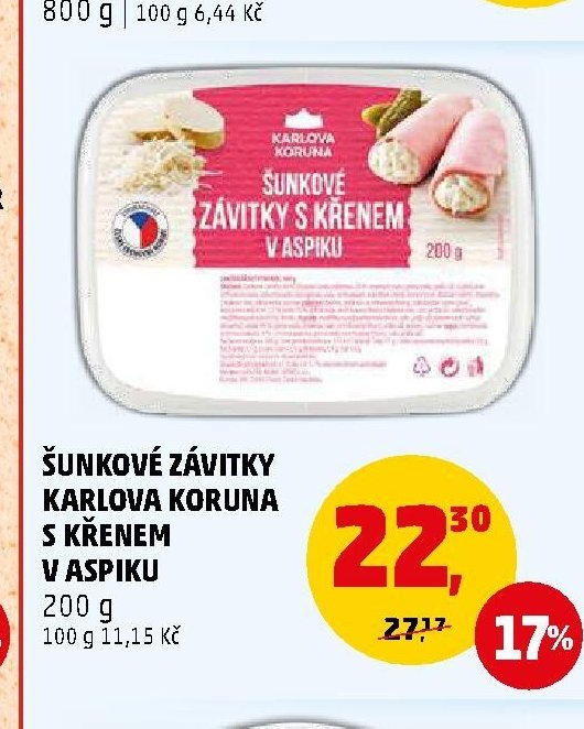 ŠUNKOVÉ ZÁVITKY KARLOVA KORUNA S KŘENEM V ASPIKU 200 g