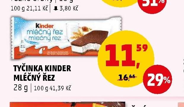 TYČINKA KINDER MLÉČNÝ ŘEZ