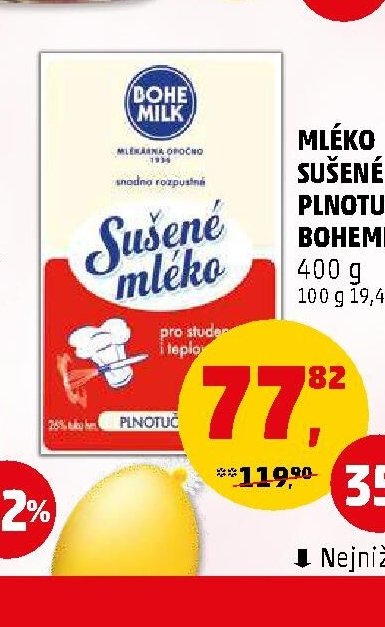 MLÉKO SUŠENÉ PLNOTUČNÉ BOHEMILK