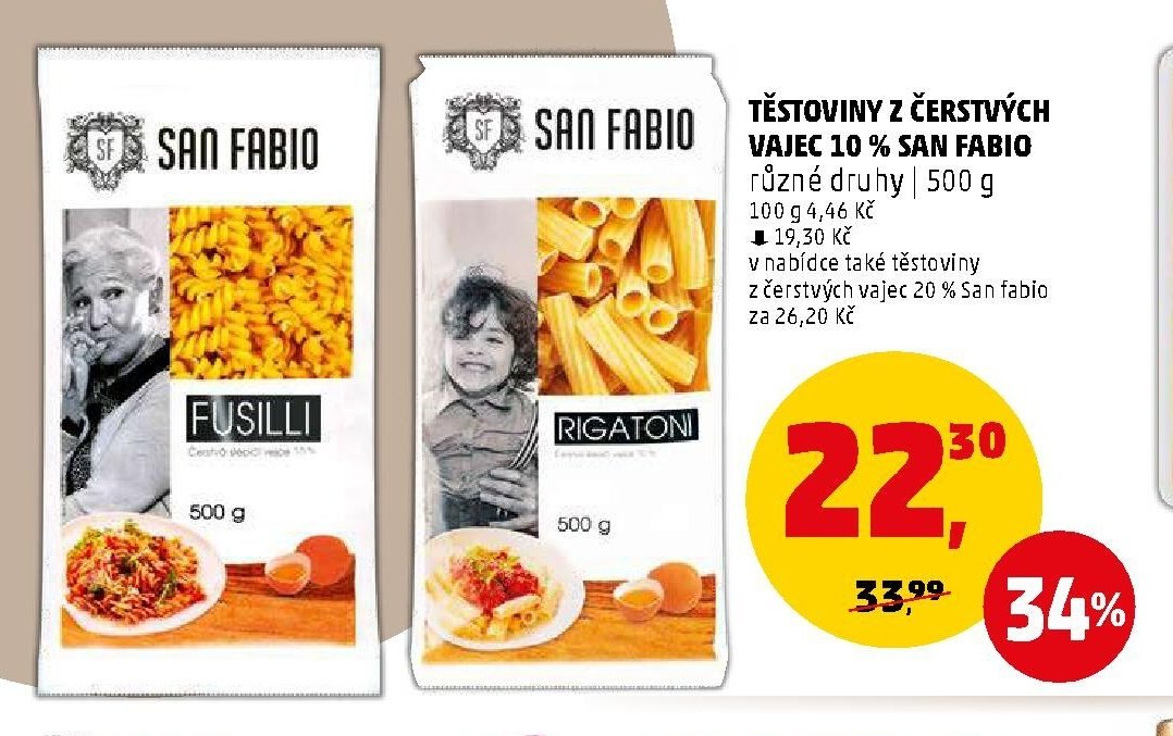 TĚSTOVINY Z ČERSTVÝCH VAJEC 10 % SAN FABIO