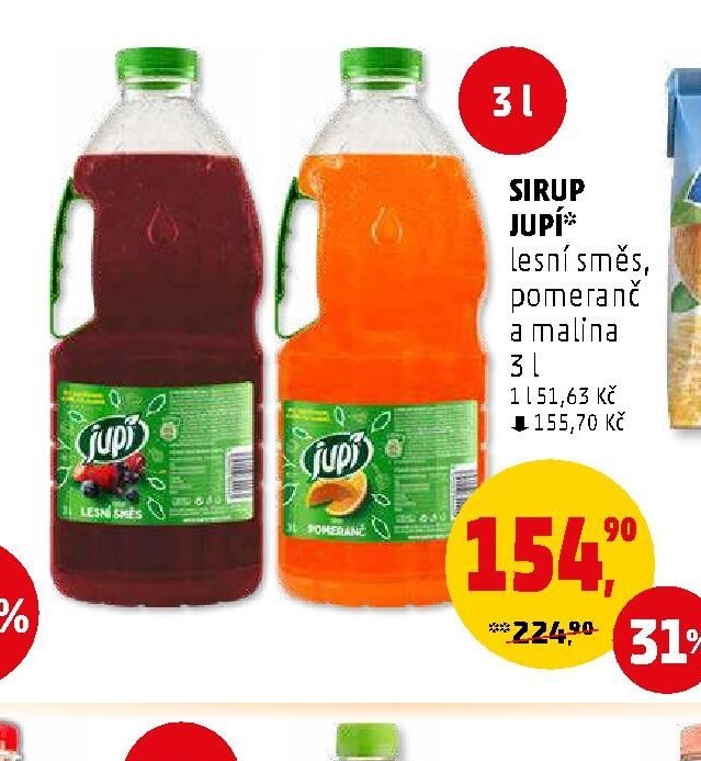 Sirup Jupí lesní směs, pomeranč a malina 3 l
