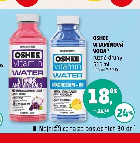 Oshee vitamínová voda* různé druhy | 555 ml