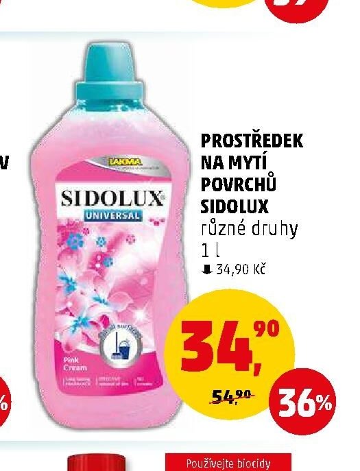 Prostředek na mytí povrchů Sidolux různé druhy 1 l