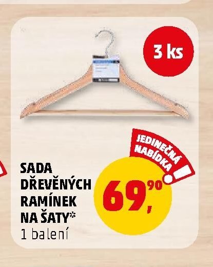 SADA DŘEVĚNÝCH RAMÍNEK NA ŠATY