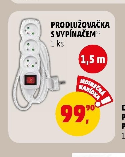 PRODLUŽOVAČKA S VYPÍNAČEM